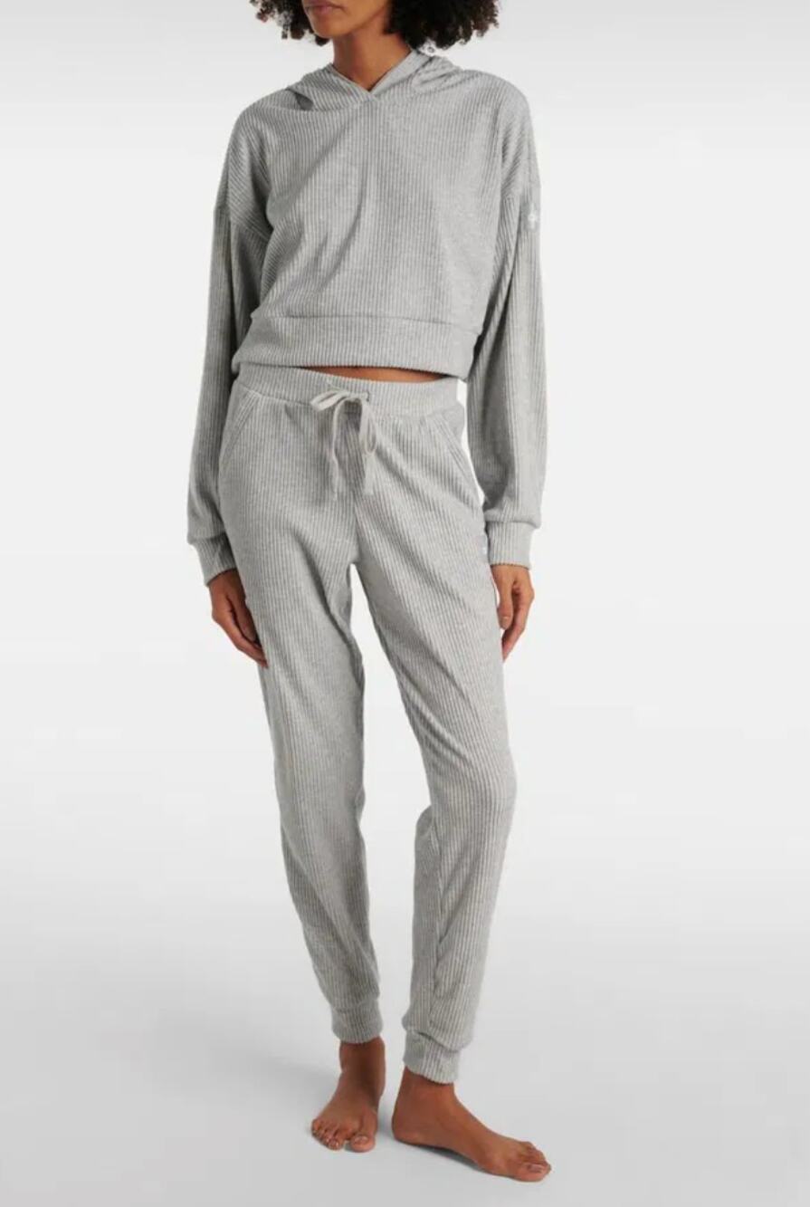 Alo Yoga Pants Womens XS Muse Ribbed Knit Sweatpants Jogger Gray Lounge Cozy Gym